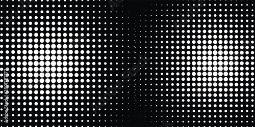 White dotted halftone background with black base.