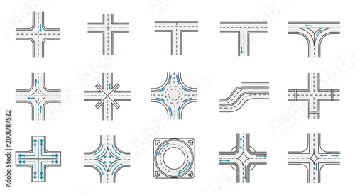 Collection of various road intersection and junction designs.