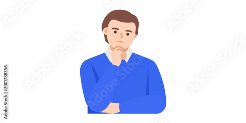 man thinking pose flat vector illustration high quality