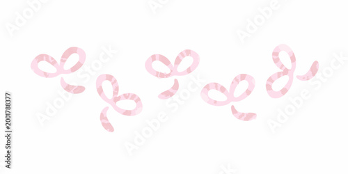 row of soft pink watercolor shapes on white background