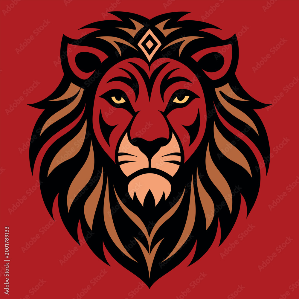 Fototapeta premium majestic-lion-head-with-intricate-tribal-patterns 