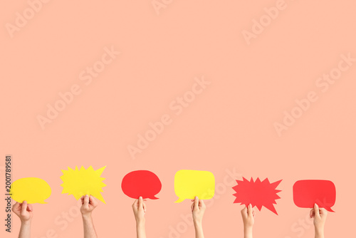 Different hands with speech...