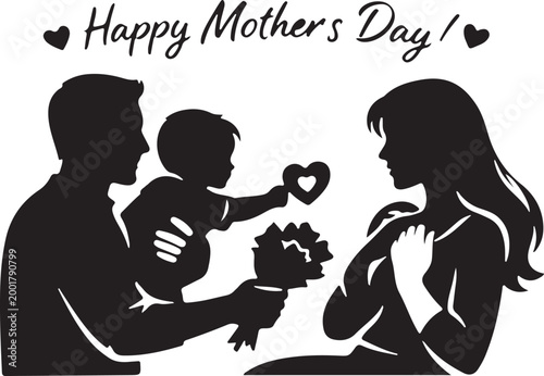 shillhoutee of husband giving flower to his wife celebraring mother day