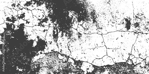 Black and White Grunge Texture Background with Cracks and Weathered Distressed Effects