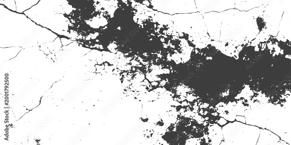 Obraz premium Abstract Black and White Grunge Vector Texture with Cracks and Distressed Weathered Surface