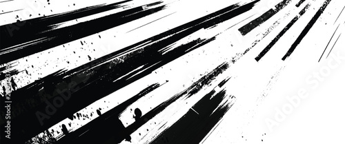 Black ink brush strokes and splatters on a white background abstract texture brushstroke