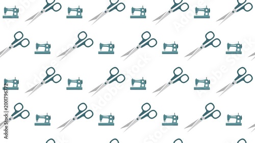 Sewing Machine and Tailor Scissor Seamless Pattern Background, fashion design and craft concept