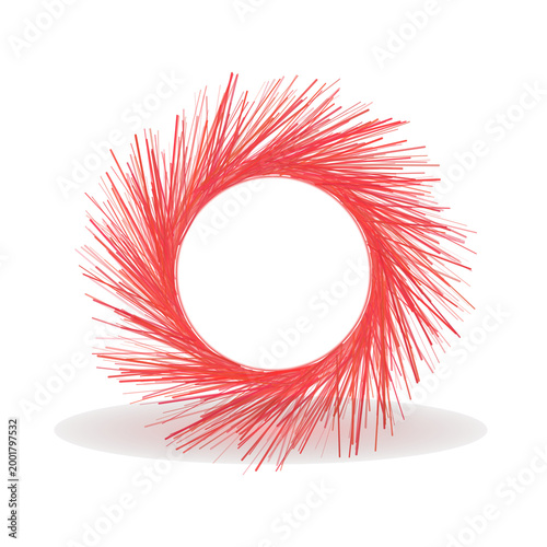 Abstract Crimson Portal Ring with Glowing Fibers and Energy Streaks