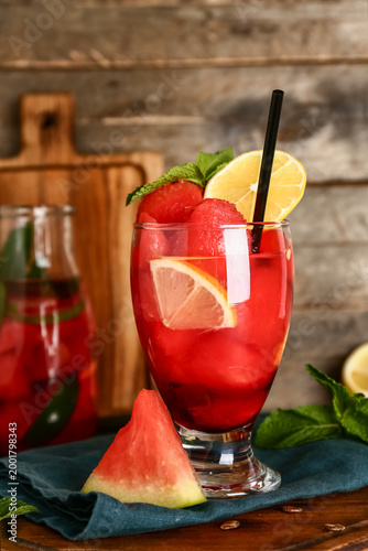 Glass and bottle of fresh w...