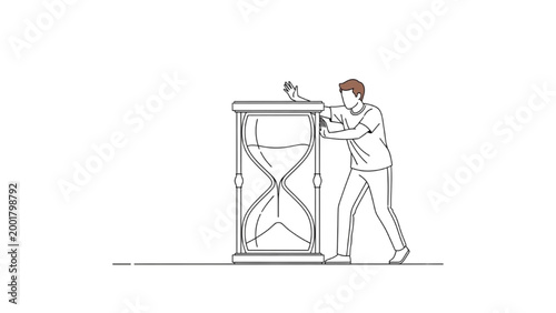 Man working on 2D AutoCAD design of an hourglass