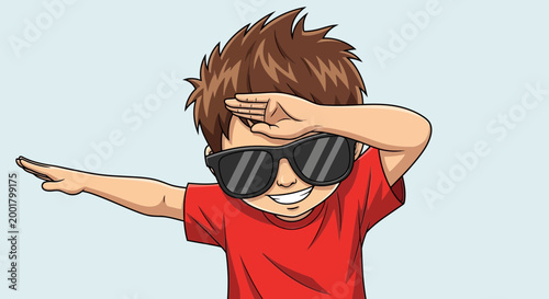 Obraz na płótnie Cool Kid Dabbing with Sunglasses, Energetic and Fun Pose