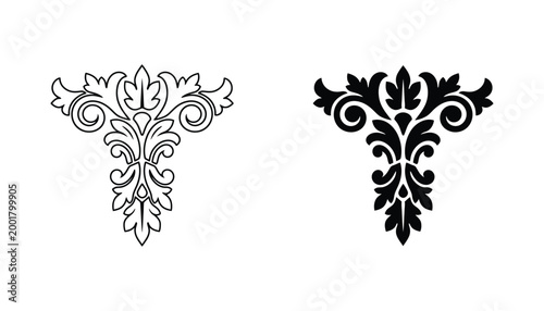 Elegant ornate corner design with classical scrollwork and leaves a sophisticated vintage vector illustration for decoration