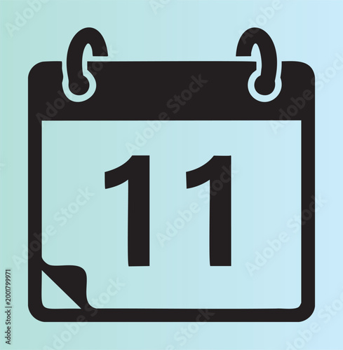 Flat design calendar icon showing the eleventh day isolated on background