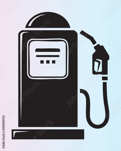 Vintage fuel pump illustration with hose and digital display vector graphic