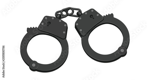 handcuffs in black with chain on white background
