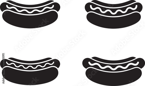 Hot dog icon set fast food sausage sandwich street food vector collection