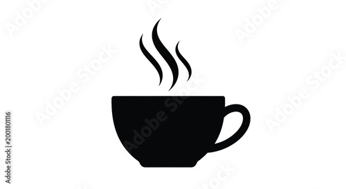 coffee cup silhouette with steam on white background