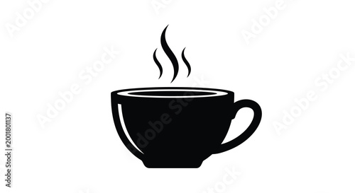 coffee cup silhouette with steam on white background