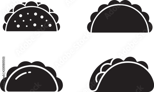 Taco icon set Mexican food street food fast food vector collection