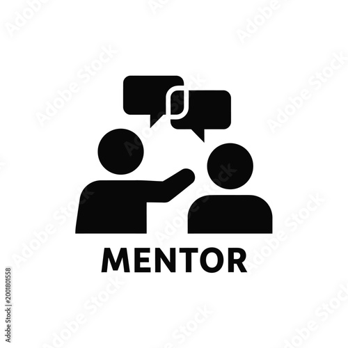 mentor icon with two people and speech bubbles on white background high quality professional detailed modern elegant stylish clean crisp
