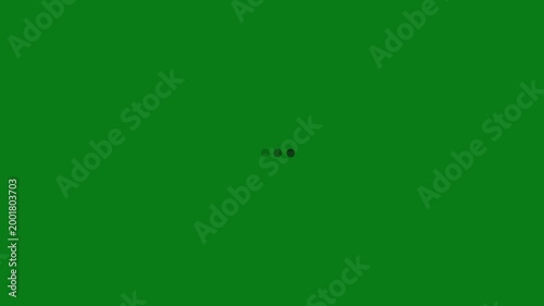 Three dark gray dots in a row centered on a solid green background loading progress