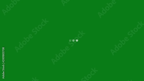 Three white dots in a row centered on a solid green background loading progress