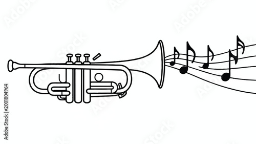 trumpet with music notes coming out  musical instrument and melody