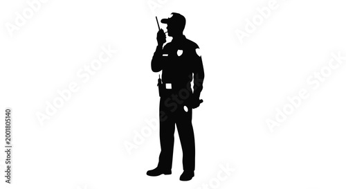 police officer silhouette standing against white background