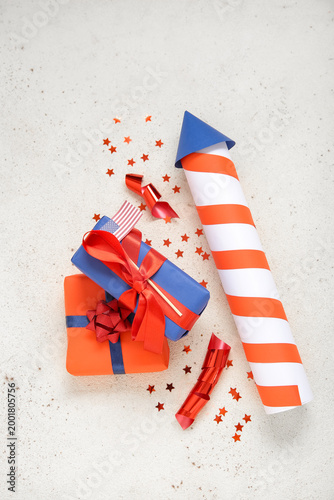Gift boxes with firework ro...