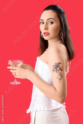 Beautiful woman with martin...