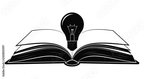 open book with light bulb silhouette high quality