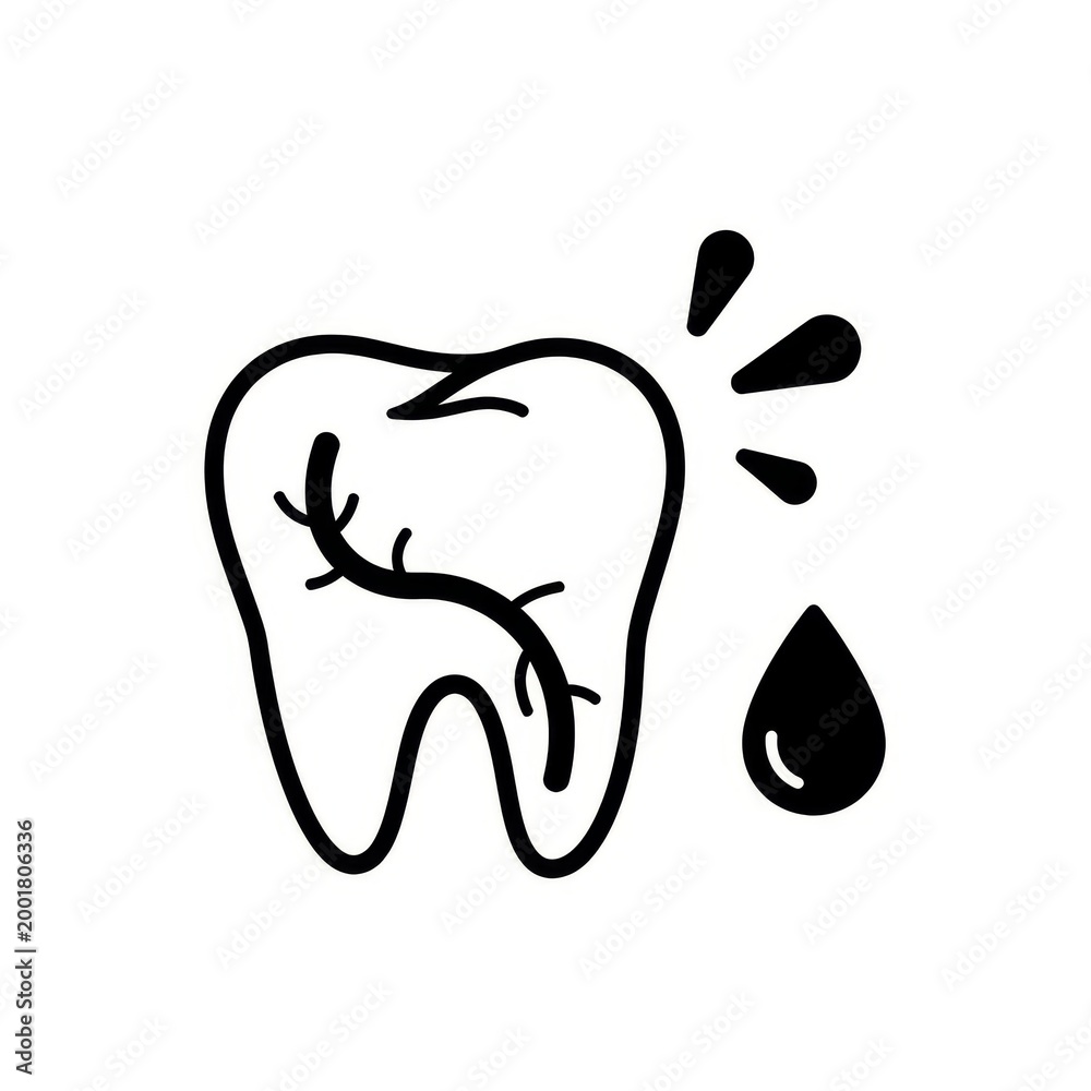 Obraz premium National Root Canal Appreciation Day icon illustration with tooth and blood drop