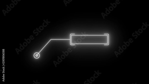 Neon hud callout title animation with glowing digital pointer and text box for ui