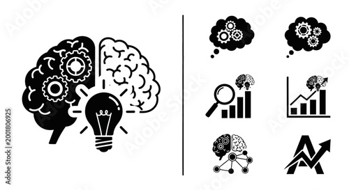 Brain with light bulb and gears.