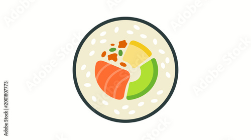 Salmon sushi on a plate.