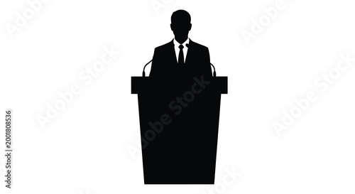 speaker at podium silhouette on white background