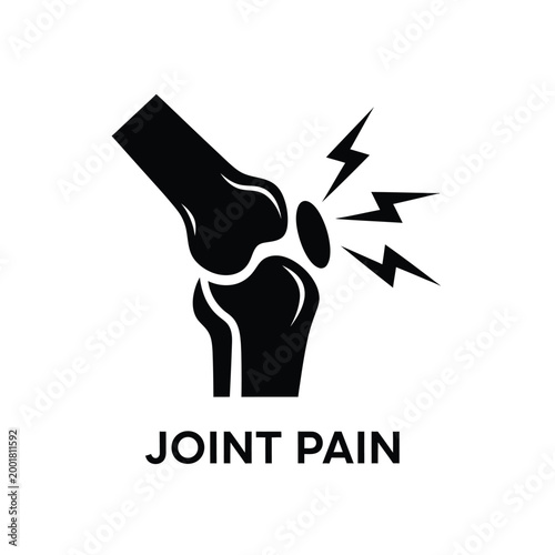 joint pain icon with black silhouette and lightning bolts on white background high quality professional detailed modern elegant stylish clean