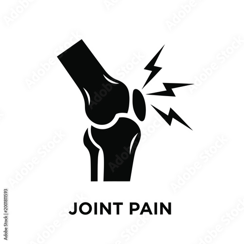 joint pain icon with black silhouette and lightning bolts on white background high quality professional detailed modern elegant stylish clean