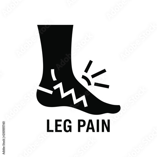 leg pain icon with black silhouette and white background high quality professional detailed modern elegant stylish clean crisp vibrant colorful