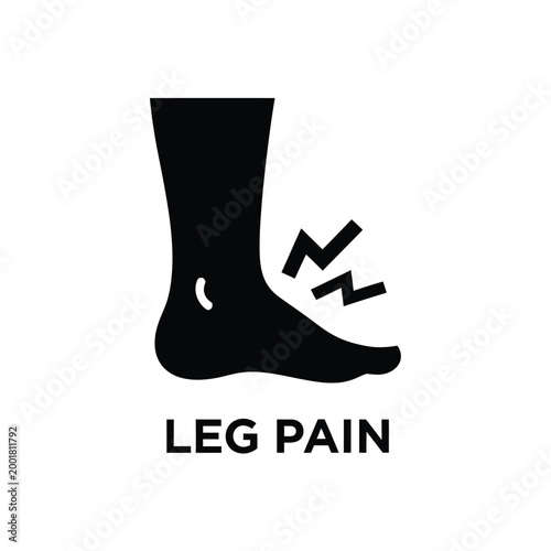 leg pain icon with black silhouette and lightning bolt on white background high quality professional detailed modern elegant stylish clean