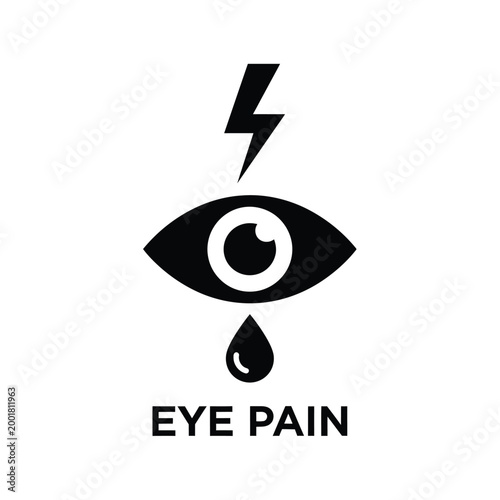 eye pain icon with lightning bolt and tear drop on white background high quality professional detailed modern elegant stylish clean