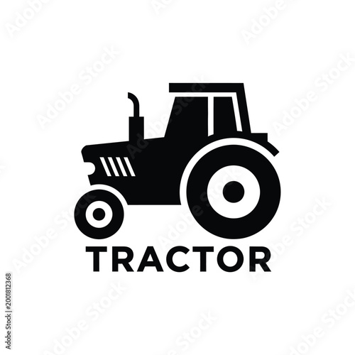 tractor silhouette with bold wheels and text label on white background high quality professional detailed modern elegant stylish clean crisp