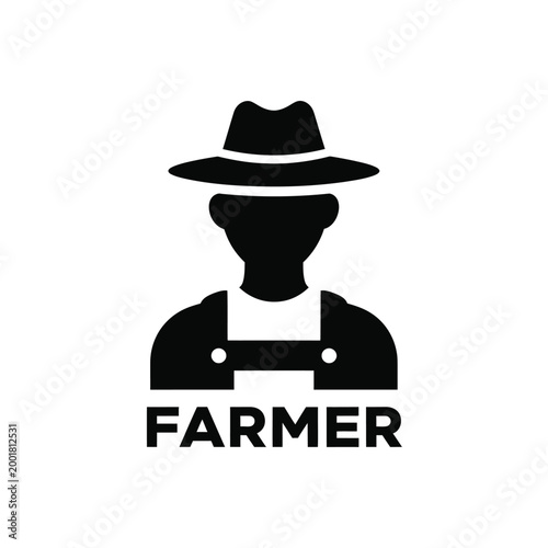 farmer silhouette wearing hat and overalls on white background high quality professional detailed modern elegant stylish clean crisp vibrant colorful