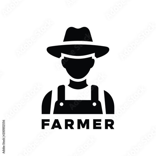farmer icon with hat and overalls on white background high quality professional detailed modern elegant stylish clean crisp vibrant colorful