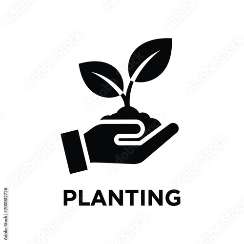 hand holding sapling icon in black and white design high quality professional detailed modern elegant stylish clean crisp vibrant colorful
