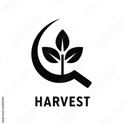 harvest logo with crescent moon and plant icon on white background high quality professional detailed modern elegant stylish clean crisp