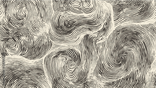 Abstract seamless pattern creating organic digital ink lines resembling fingerprints. Abstract seamless pattern with digital ink fingerprint lines