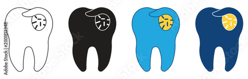 Tooth filling icon set. Dental care and treatment. Medicine and Dentistry Concept  , vector illustration.
