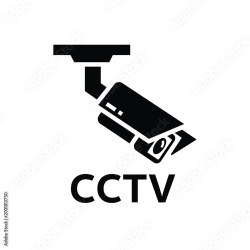 cctv camera icon in black silhouette on white background high quality professional detailed modern elegant stylish clean crisp vibrant colorful