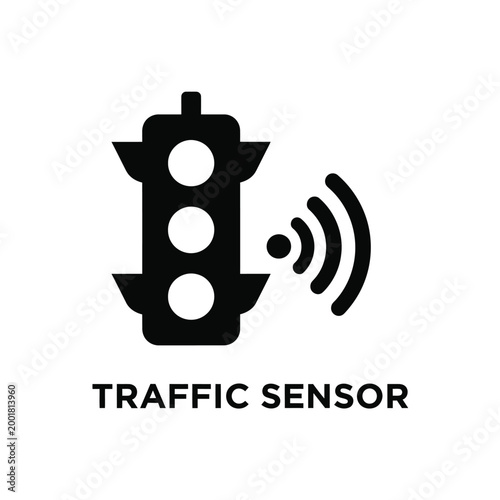 traffic sensor icon with traffic light and signal waves on white background high quality professional detailed modern elegant stylish clean